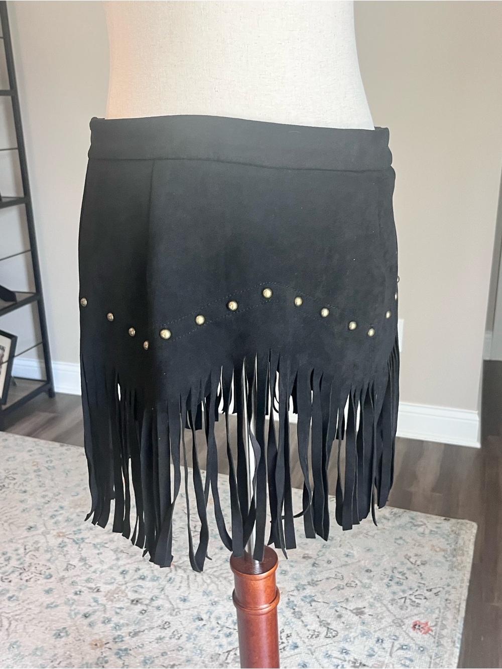 Western Festival Faux Suede Fringe Skirt w Built in Shorts